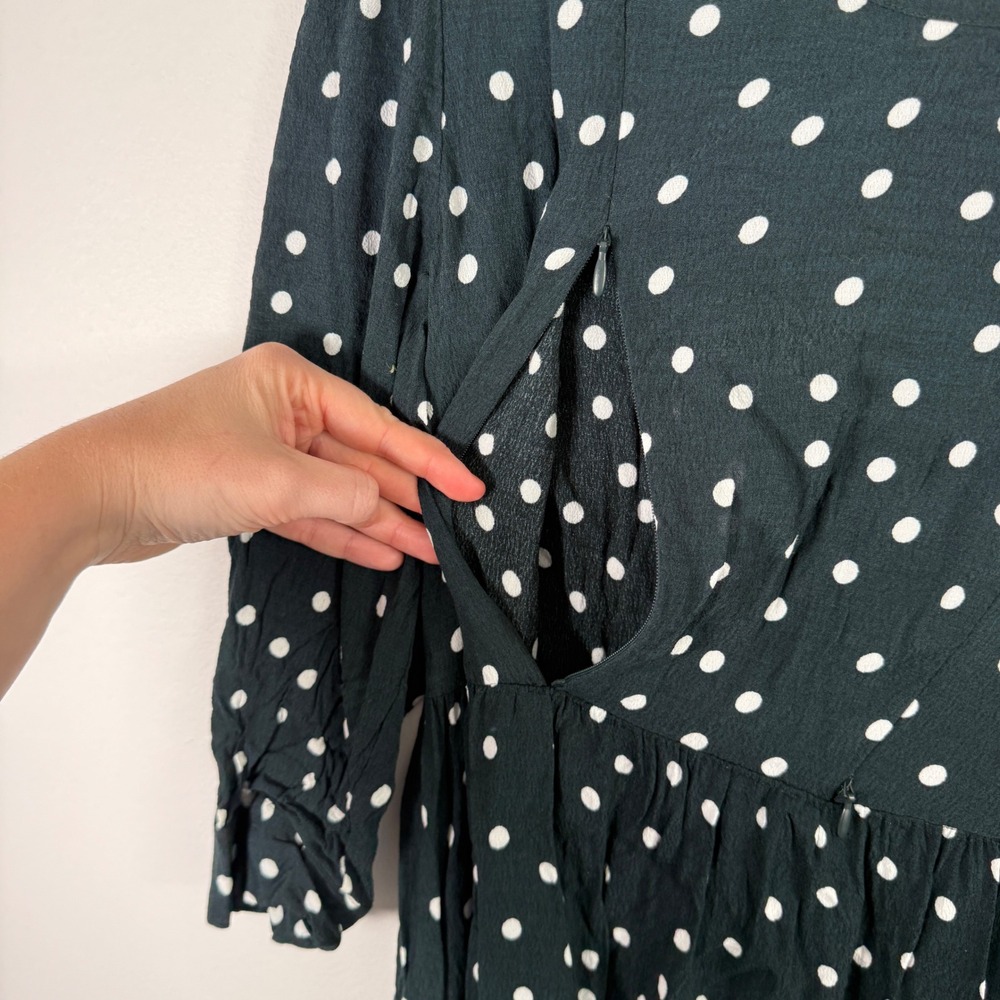 Seraphine Green Polka Dot Maternity Nursing Dress Preppy Office Womens 4 - Picture 3 of 13